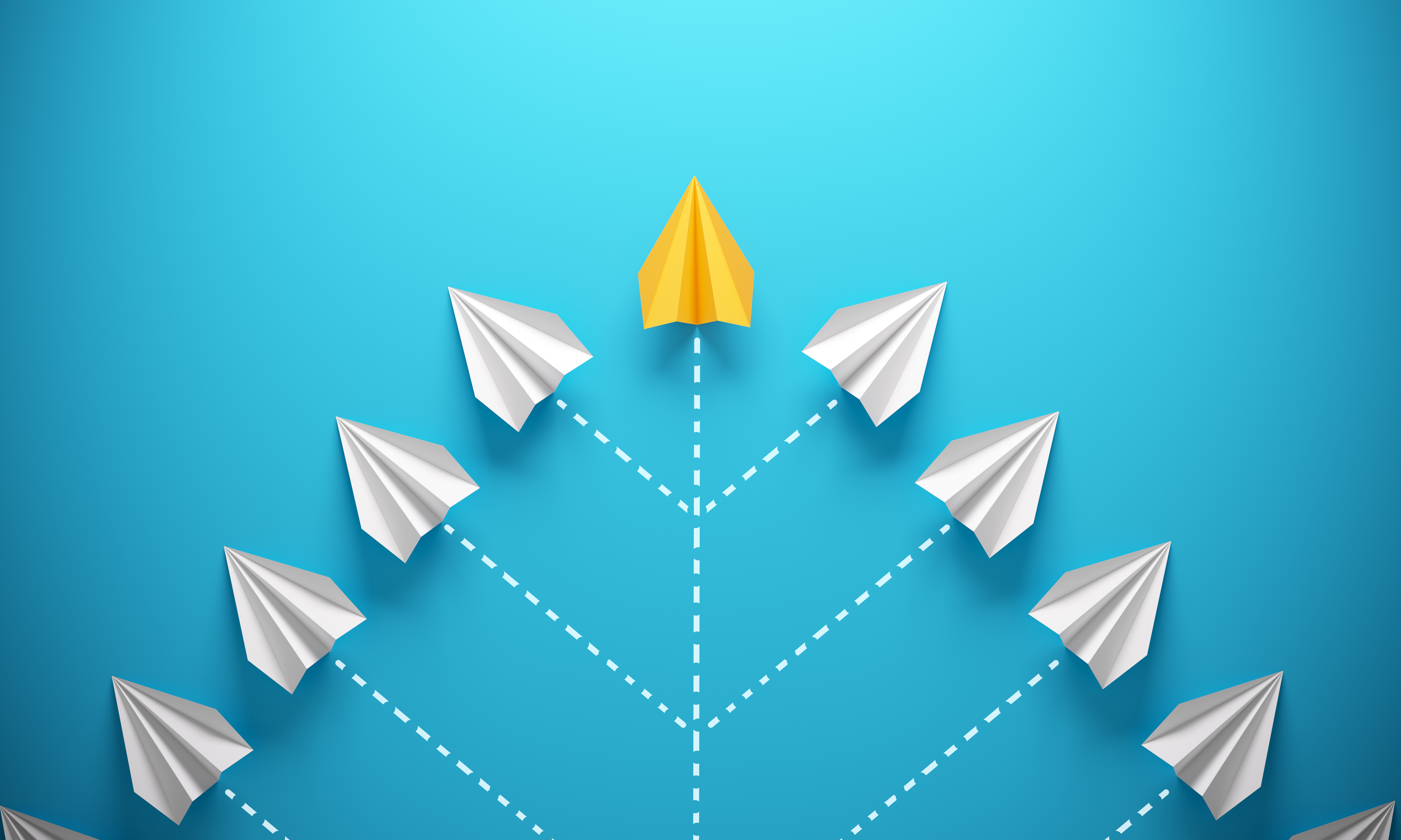 Paper planes representing multiple export growth routes
